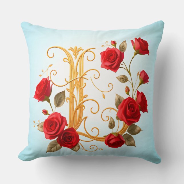 Coussin Cadre élégant au monogramme doré (Recto)