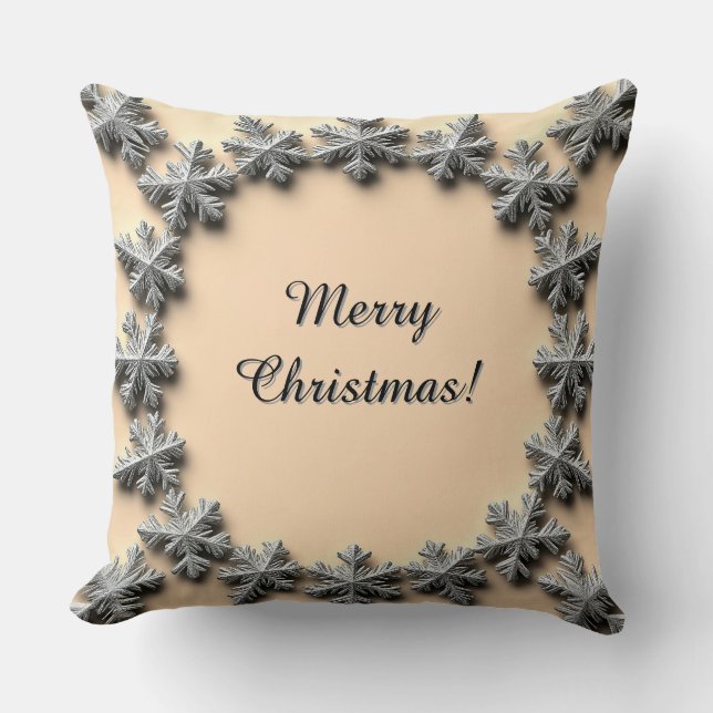 Coussin Cadre Flocon de Neige Argenté (Recto)