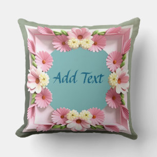 Coussin Cadre floral élégant avec fleurs roses et blanches