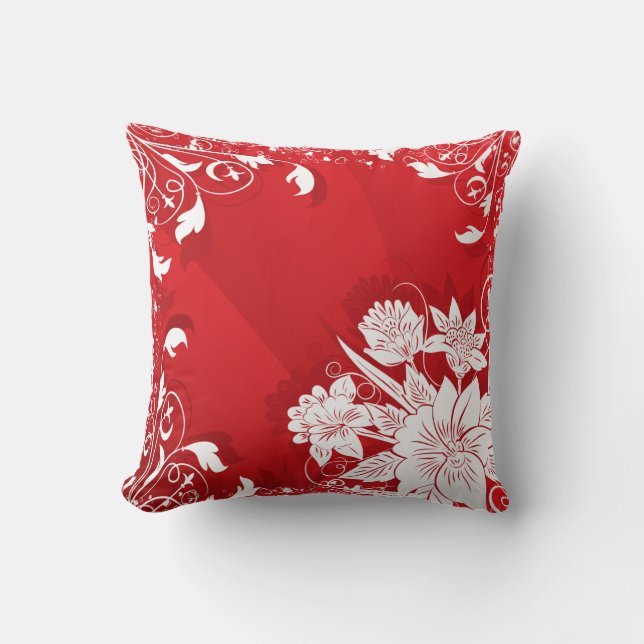 Coussin Cadre floral rouge et blanc (Recto)