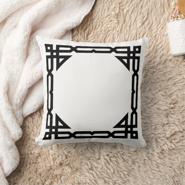 Coussin Cadre géométrique décoratif noir et blanc (Couverture)