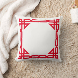 Coussin Cadre géométrique décoratif rouge et blanc