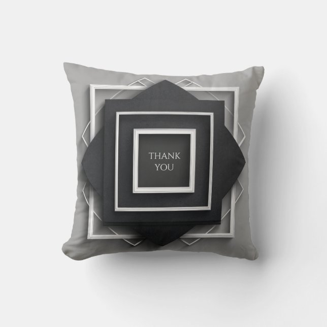 Coussin Cadre géométrique noir et blanc architectural supe (Recto)