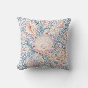 Coussin Cadre Péché Perle Coquille de Mer Corail Bleu