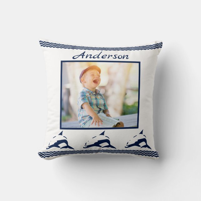 Coussin Cadre photo bleu Dolphin marine (Recto)