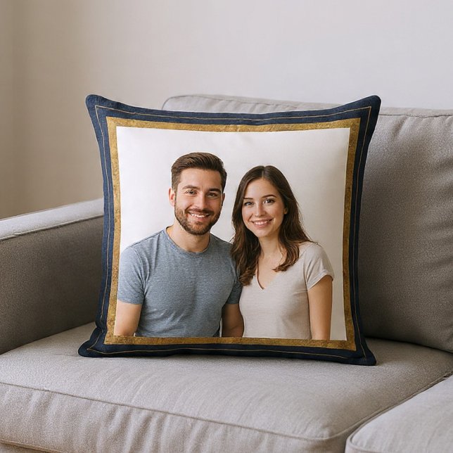 Coussin Cadre photo bleu marine et or (Créateur téléchargé)