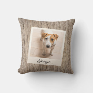 Coussin Cadre photo de compagnie en bois rustique personna