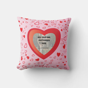 Coussin Cadre photo du coeur rose et rouge amour mignon