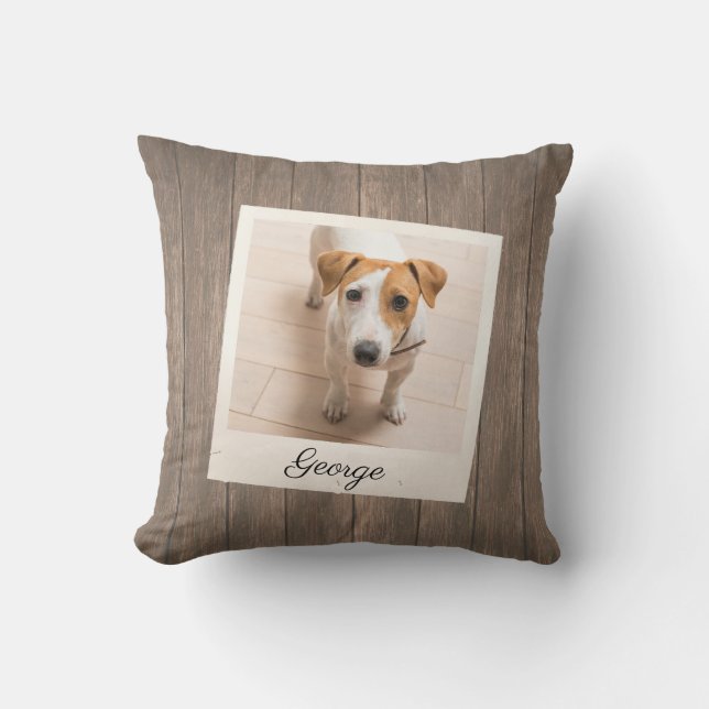 Coussin Cadre photo pour animaux de compagnie Bois rustiqu (Recto)