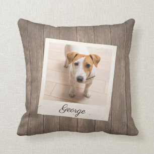 Coussin Cadre photo pour animaux de compagnie Bois rustiqu