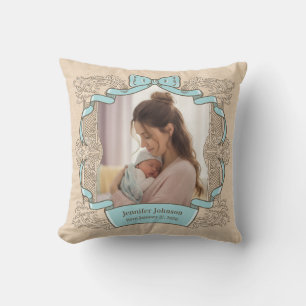 Coussin Cadre vintage Mère & Enfant Bleu Bébé Coquette