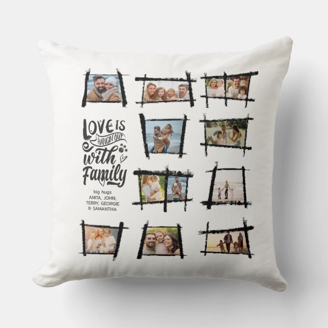Coussin Cadres rustiques Black/Wht Love Is Family ID1015 (Recto)