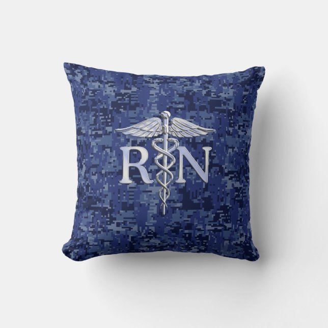 Coussin Caducée argenté de RN d'infirmier autorisé sur la (Recto)