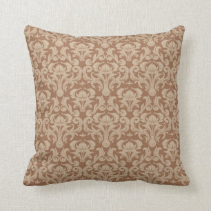 Coussin Café à la crème, Brown et Taupe Damask