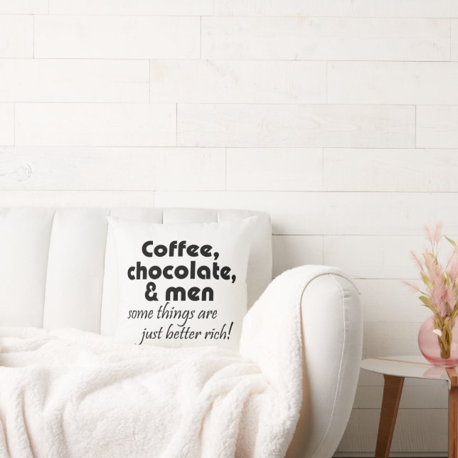 Coussin Café amusant, chocolat et citation hommes (Canapé)