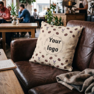 Coussin Café Branding Fèves de Café Vintage et Lavande