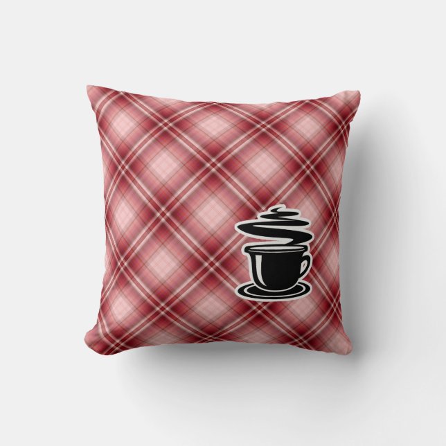Coussin Café chaud de plaid rouge (Recto)