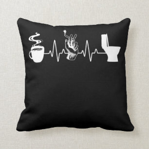 Coussin Café Cigarette Toilette Humour fumeur