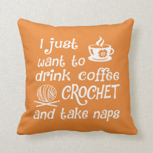 Coussin Café, crochet et petits sommes