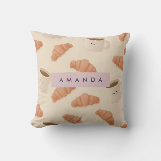 Coussin Café Cute Pastel Croissant (Recto)
