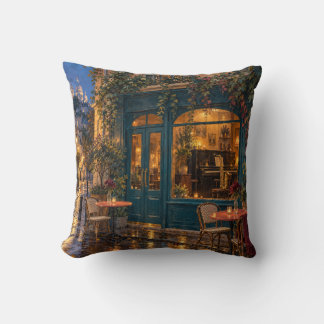 Coussin Café de jazz sarcelle de Paris, soirée pluvieuse
