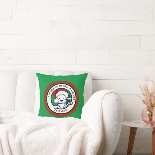 Coussin Café de Noël KiniArt Westie (Canapé)