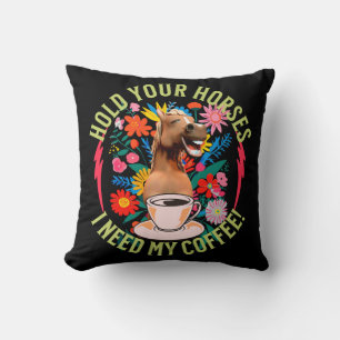 Coussin Café drôle de cheval amateur d'humour