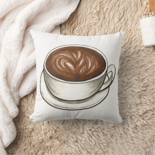 Coussin Café en latte blanche plate Barista
