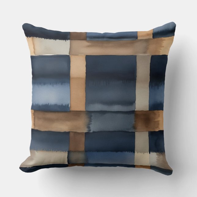 Coussin Café et abstrait bleu (Recto)