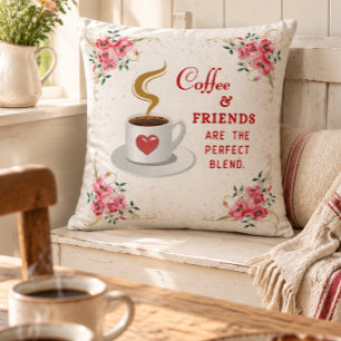 Coussin Café et amis le mélange parfait