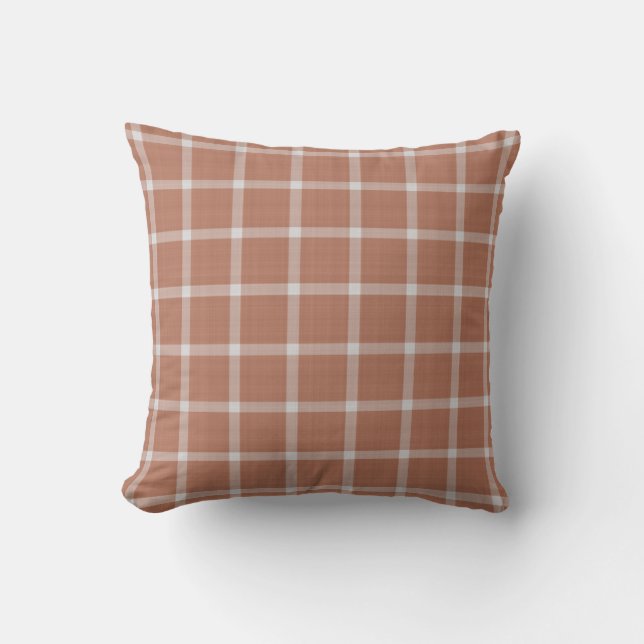 Coussin Café et carreaux gingham à carreaux blancs  (Recto)