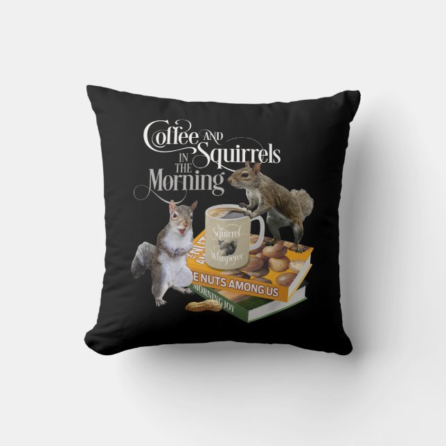 Coussin Café et écureuils - Drôle Écureuil Jeu (Recto)