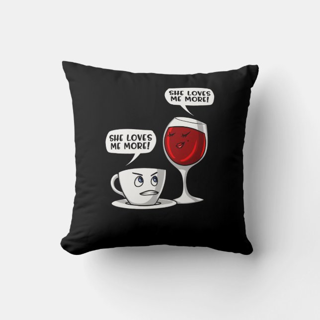 Coussin Café Et Vin Elle M'Aime Plus (Recto)