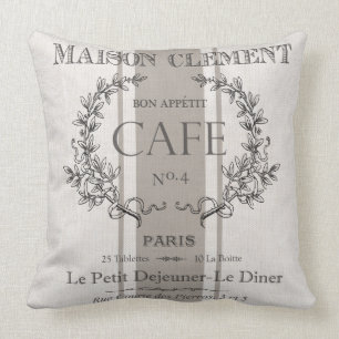 Coussin café français vintage moderne