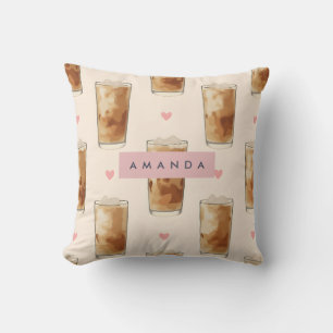 Coussin Café glacé Cute personnalisé avec Motif Coeur