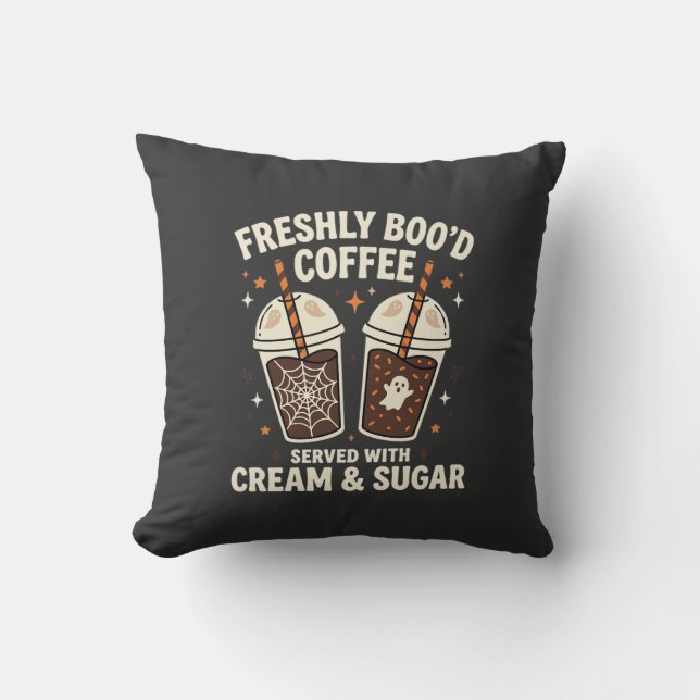 Coussin Café Halloween Fraîchement Infusé (Recto)