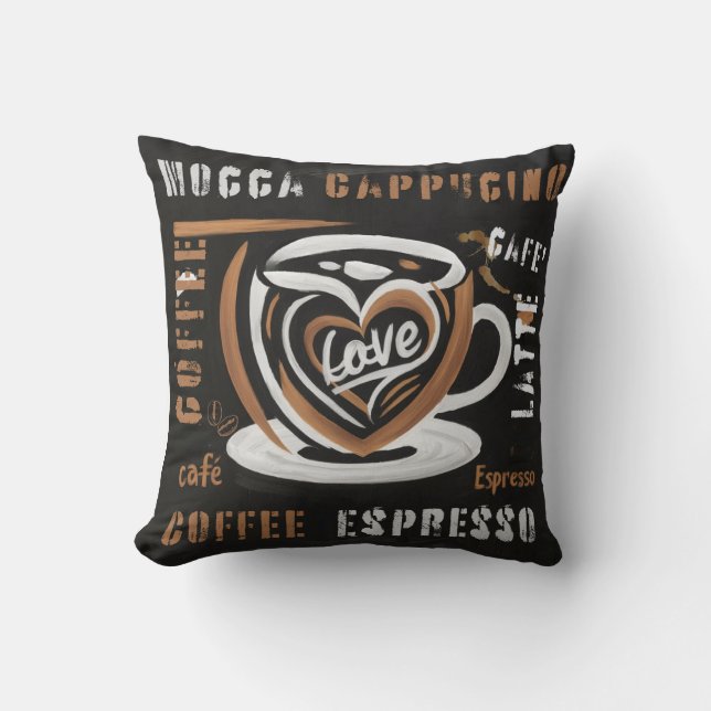 Coussin Café Mocca Cappucino Esspreso Café'Latte (Recto)