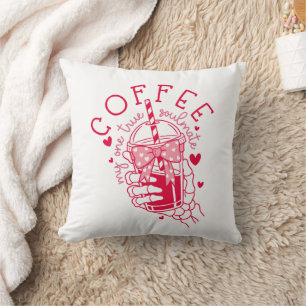 Coussin Café Mon Seul et Unique Âme Sœur Main de Squelette