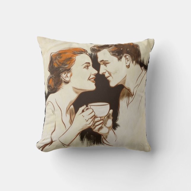 Coussin Café romantique Date Couples Partageant un regard  (Recto)