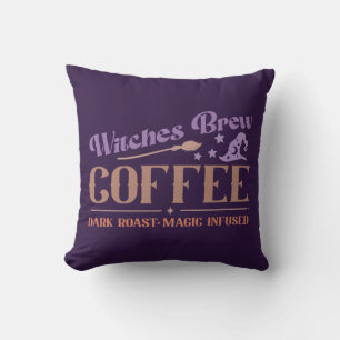 Coussin Café Sorcière Chapeau de Sorcière Violet Halloween