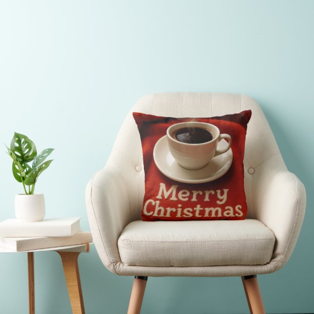 Coussin Café sur une couverture joyeux Noël (Chaise)
