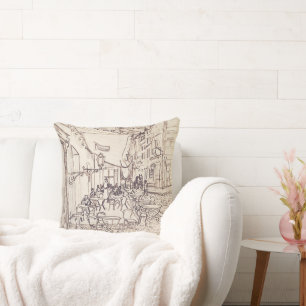 Coussin Café Terrasse en soirée, Dessin d'art, Van Gogh