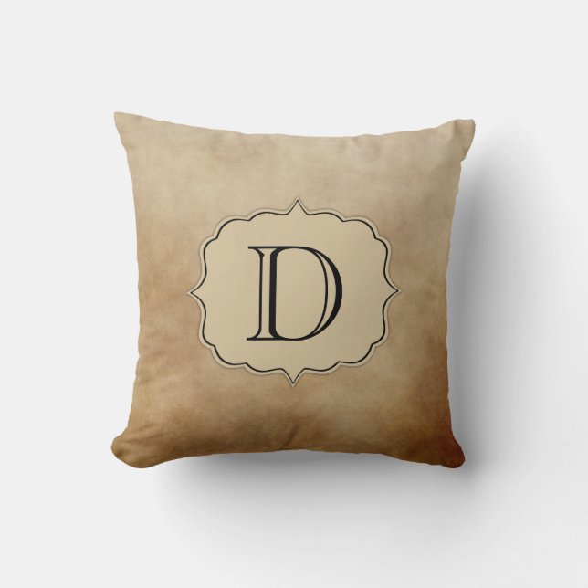 Coussin Café vintage crème Brown ivoire Ombre Monogramme (Recto)