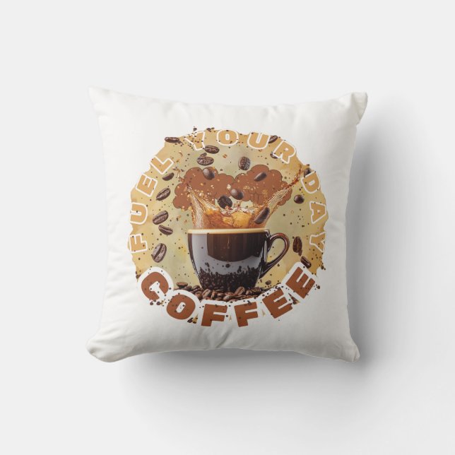 Coussin Caféine d'abord  (Recto)