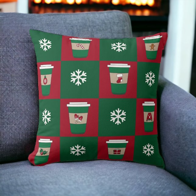 Coussin Cafés de Noël Flammes de neige (Créateur téléchargé)
