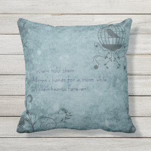 Coussin Cage d'oiseaux au bleu profond de Steampunk
