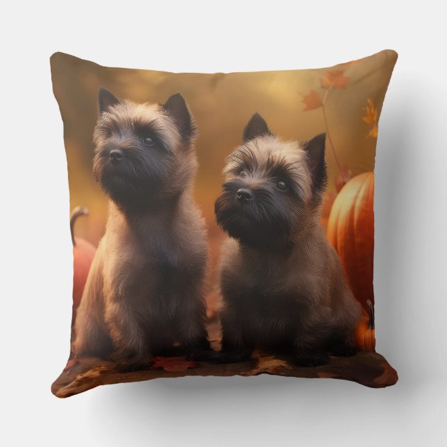 Coussin Cairn Terrier Chiot Automne Citrouille de plaisir (Verso)
