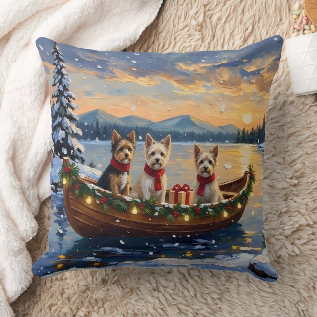 Coussin Cairn Terrier Christmas Boat Holiday (Couverture)