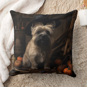 Coussin Cairn Terrier Citrouilles Halloween effroi