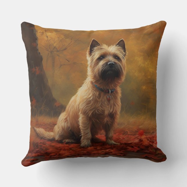 Coussin Cairn Terrier en automne Leaves automne Inspire (Verso)